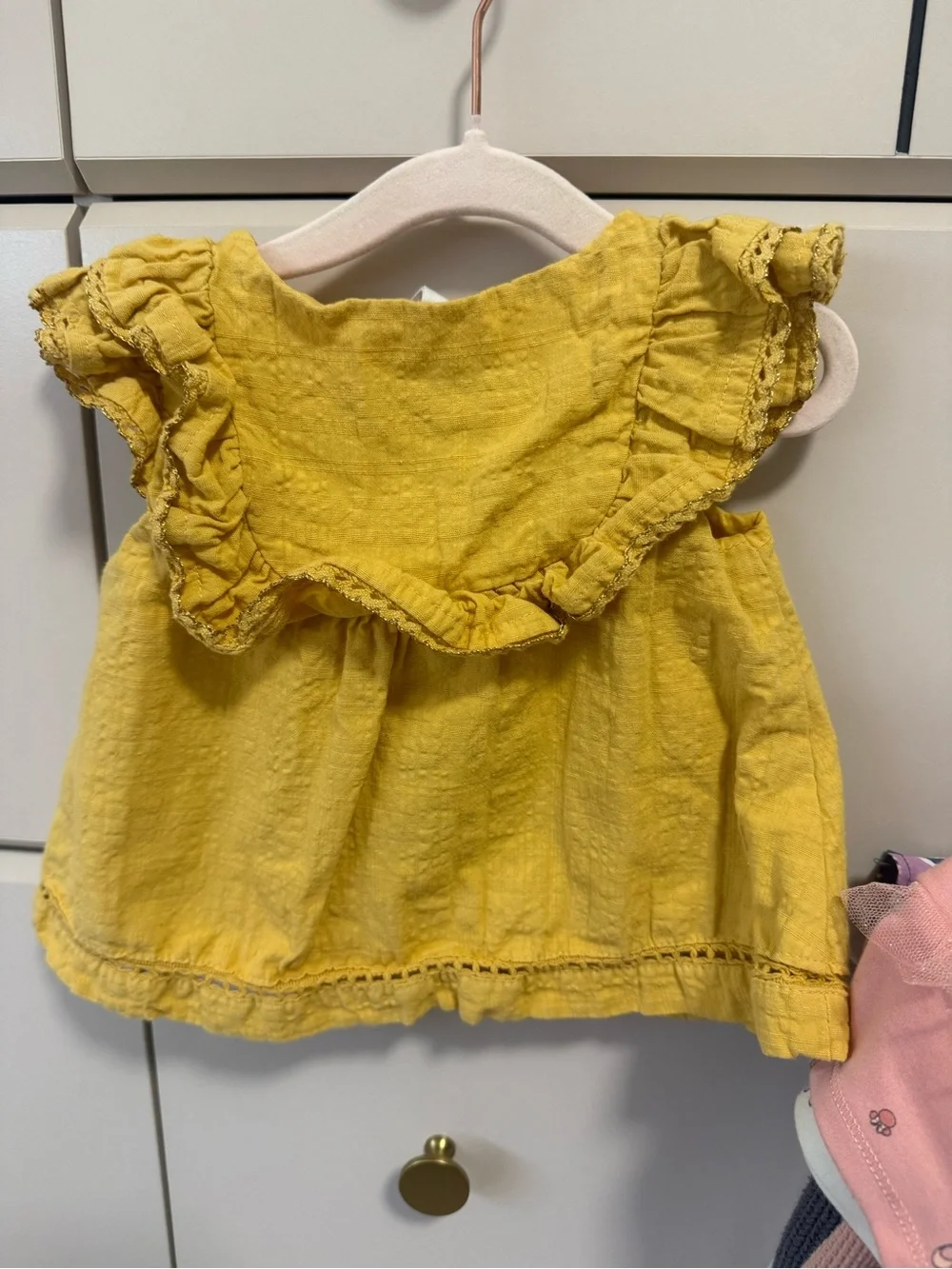 Shabby Chic Sunflower Yellow Ruffle Button-Front dress/top - Picture 3 of 3